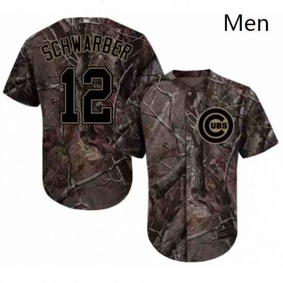 Mens Majestic Chicago Cubs 12 Kyle Schwarber Authentic Camo Realtree Collection Flex Base MLB Jersey
